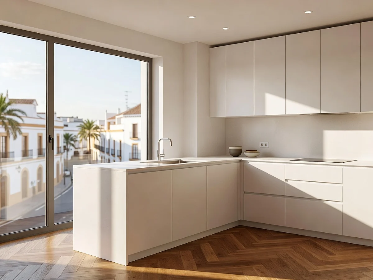 Cocina moderna del piso reformado en el centro de Almería