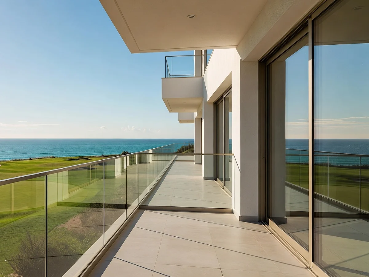 Balcón con vistas al golf y al mar en El Toyo